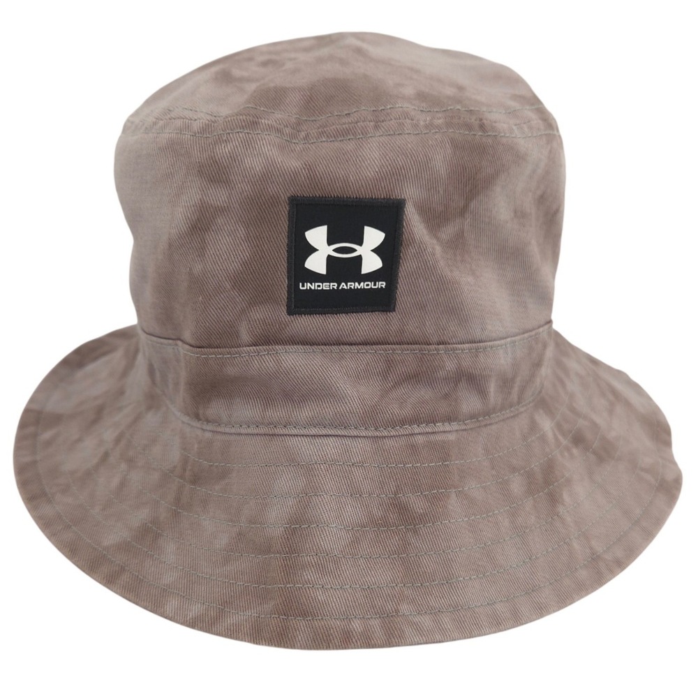 Under Armour Bucket Hat Mens Large/XL Gray Taupe Tie Dye Washed Cotton Sun NEW